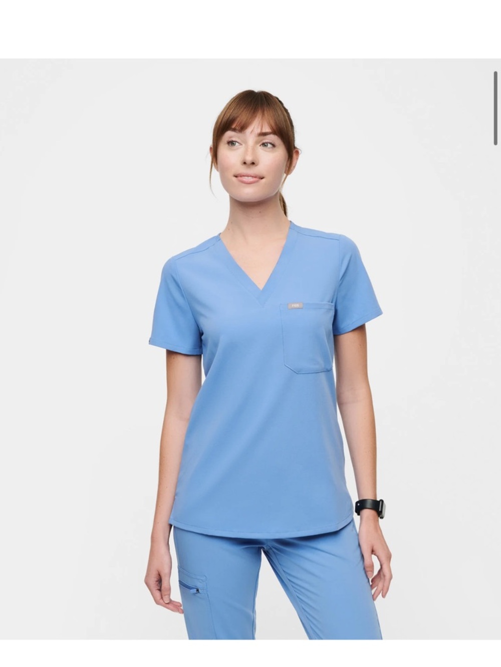 Figs Women's Sky Blue V-Neck Scrub Top
